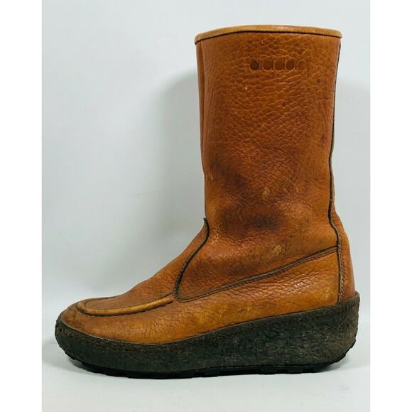 Vintage DIODORA BOOTS Mens 8 Leather Side Zip Winter Brown Made In Italy main image 12